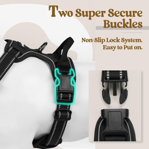 rabbitgoo Dog Harness Large Dog No Pull Pet Harness with 2 Leash Clips, Adjustable Soft Padded Pet Vest Harness, Reflective No-Choke with Easy Control Handle for Training or Walking, Black, XL - Image 5
