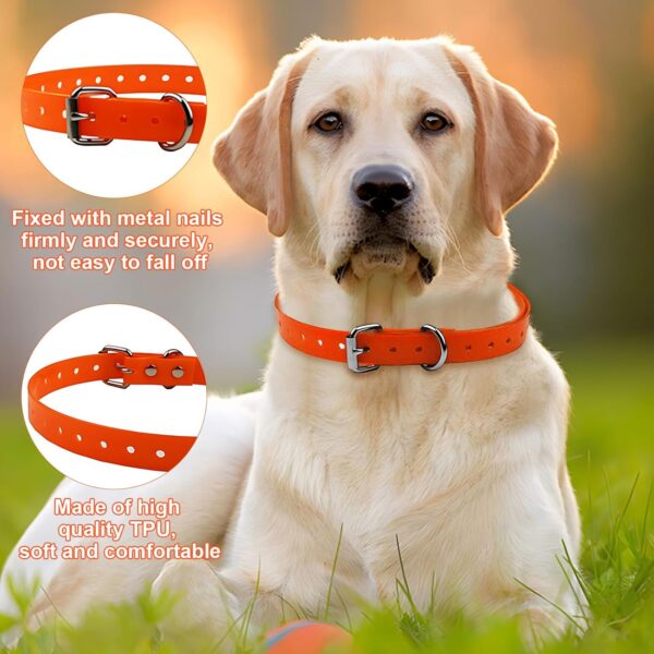 Orange Waterproof Dog Collar, Adjustable TPU Collar Strap Band Buckle Fits for Bark, Shock, Training Dog - Image 5
