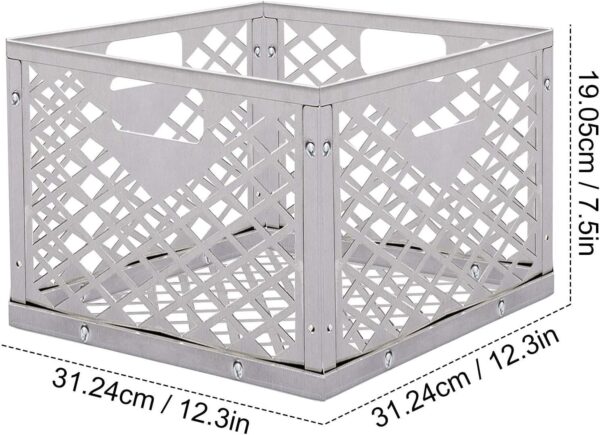 Charcoal Basket For Oklahom a Joe Stainless Steel Charcoal Firebox Basket Silver Charcoal Box With Handle Compatible With Most Offset Smoker Grills 31x31x20cm - Image 6