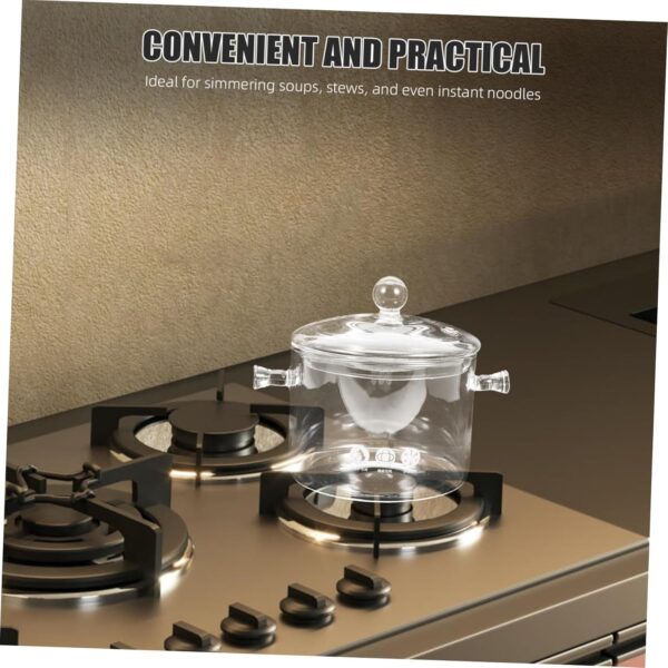 Double-eared Stew Pot Noodles Bowl Small Sauce Pan with Lid Clear Simmer Pot Stock Pots with Lids Instant Noodle Bowl Kettle Teapot Cooking Pan Clear Boiling Pot Transparent Glass - Image 6