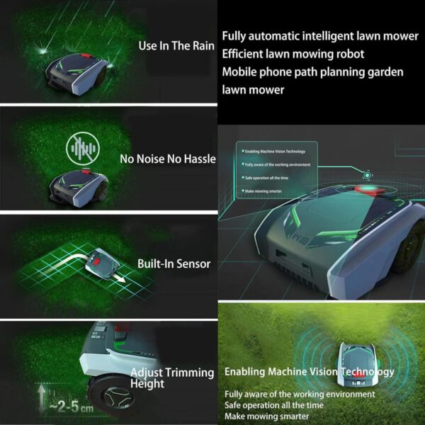 18-RM Robot Mower with Quiet -Smart Cordless Lawnmower with Accurate Navigation and Obstacle Avoidance, 1500 sq m Range, 3-Hour Li-ion Battery Runtime & Boundary Wire for Effortless Mowing - Image 10