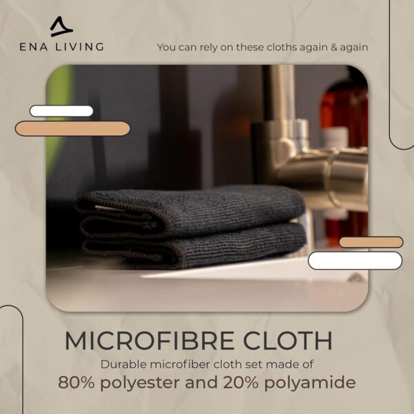 ENA Living Black Microfibre Cloth, Efficient Dusters For Cleaning, Uses Less Water & Chemicals, Picks Up More Dirt, Ideal For Car Cleaning, Window Cleaner, Durable & Effective Dusters For Cleaning - Image 6