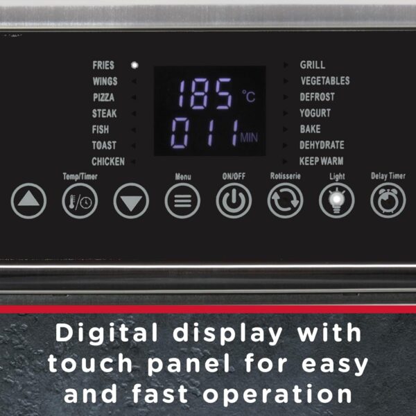 Sensio Home Gourmet Pro Clean Cook Air Fryer Oven - Dehydrator 1600W | 15L Capacity with Rotisserie Function and 14 Digital Preset Programs, Family Size Healthy Oil Free Cooking, Full Accessory Set - Image 4