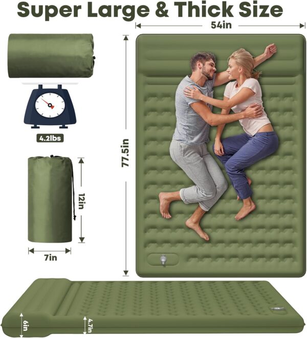 MAMBAKOTR Camping Air Bed 12-15CM Extra Thick, Reinforced Support Structure with Built-in Foot Pump and Pillow Portable Camping Sleeping Mat Air Mattress for Tent Backpacking Hiking Travel - Image 6