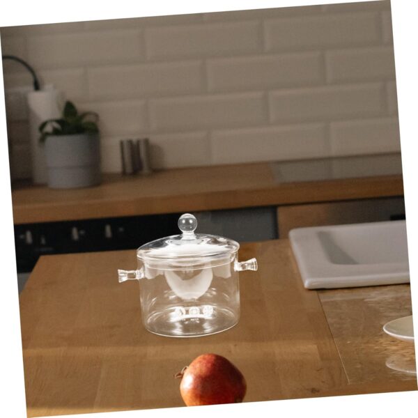 Double-eared Stew Pot Noodles Bowl Small Sauce Pan with Lid Clear Simmer Pot Stock Pots with Lids Instant Noodle Bowl Kettle Teapot Cooking Pan Clear Boiling Pot Transparent Glass - Image 10