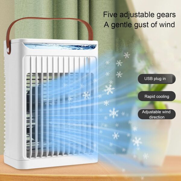 Portable Air Conditioner, 4 in 1 Mini Air Cooler with 2 Cooling Mist Modes, 680ml Water Tank Operate for 8-10H, 7 Color Night Light, 5 Speeds, Adjustable 75° Ventilation - Image 3