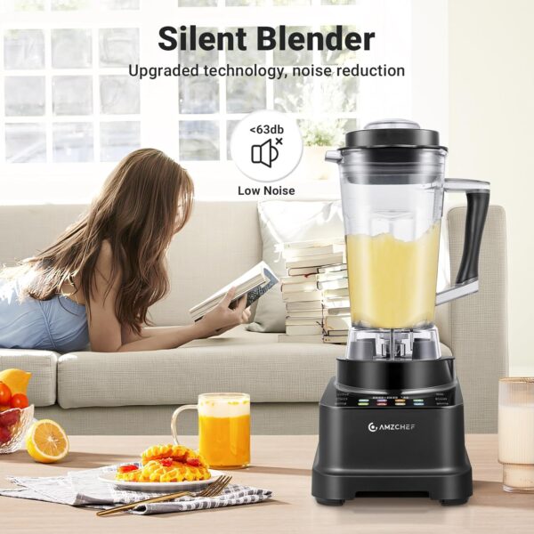 AMZCHEF 8-IN-1 Professional Smoothie Blenders for Kitchen with Innovative LED Panel, 2000W Blender Smoothie Maker with 8 Menu and 10 Speed, 2L Blenders for Smoothies, Ice Cream & More, Black - Image 10