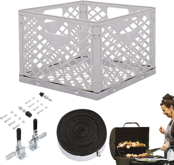 Besreey Offset Smoker Mod Kit, Smoker Modification Kit, Stainless Steel Mod Kit, BBQ Modification Set, Accessories with Charcoal Basket Replacement Mod Tool for Offset Smokers - Image 2