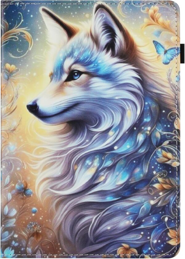 LMFULM® Case for Amazon Fire HD 8/8 Plus 12th Gen 2022 (8.0 Inch) PU Leather Protective Case Wallet with Sleep/Wake Stand Shell Flip Cover Holster White Wolf Pattern - Image 3