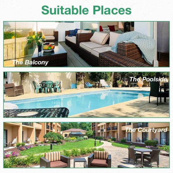 Outdoor Patio Furniture Sets 4 Pieces Patio Set Rattan Chair Wicker Sofa Conversation Set Patio Chair for Backyard Lawn Porch Poolside Balcony Garden Furniture Sets with Coffee Table (Brown) - Image 7