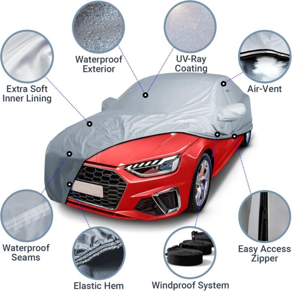 iCarCover Custom Car Cover for 2009-2024 Audi A4 Sedan | Waterproof All-Weather & UV Protection | Ultimate Protection for Indoor/Outdoor Use - Image 5