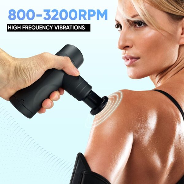 Massage Gun Back Massager (UK Company) 4 Massage Heads 4 Message Levels Muscle Massage Gun Deep Tissue Mini Massager - Image 7