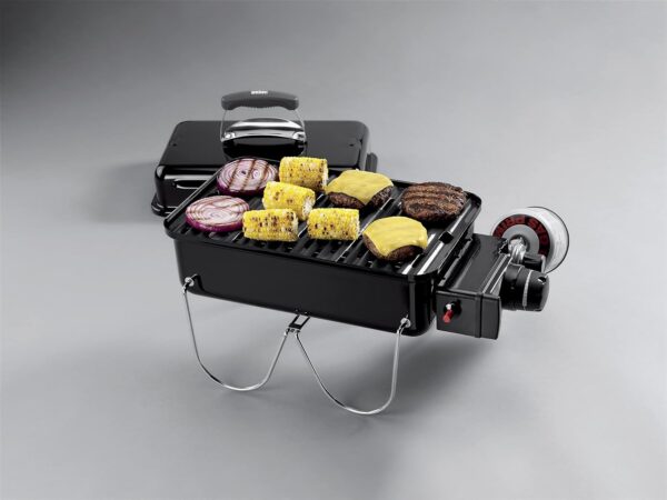 Weber Go-Anywhere Gas Grill, 42 x 26cm Grill Area, Lightweight Portable BBQ Grill, Table Camping Grill with Porcelain-Enamelled Bowl & Lid, Folding Legs - Black (1141056) - Image 16