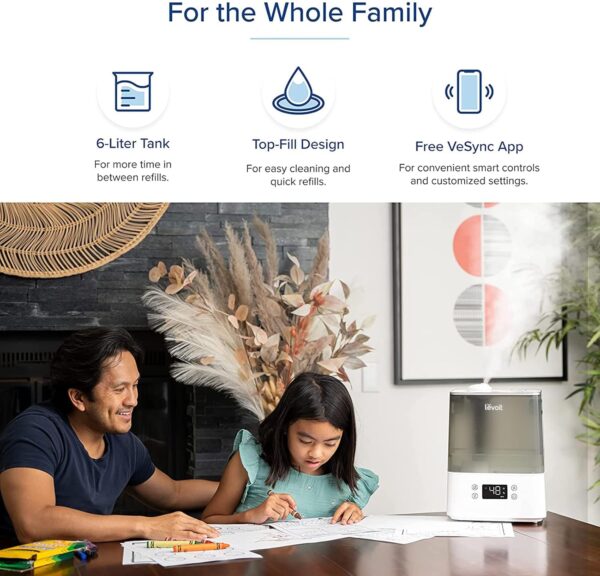 LEVOIT Air Purifiers for Large Home Bedroom 83m², CADR 400m³/h, Alexa Enabled & Humidifier for Bedroom Baby Home, 6L Large Tank, Top-Fill Cool Mist Air Humidifier - Image 7