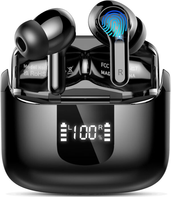 Wireless Earbuds, Bluetooth 5.3 Headphones With ENC Mic, Noise Cancelling, IP7 Waterproof, 40H Deep Bass, USB-C, LED Display - In-Ear Earphones 2024 - Image 2
