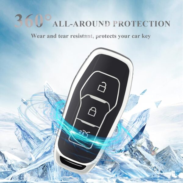 OFFCURVE Car Key Cover Car Key Case Key Fob Cover Car Key Protector 3 buttons Compatible with Ford Focus Mondeo Mustang Fiesta Ecosport Kuga Galaxy Explorer Ranger Escort ST S-Max MK3 - Image 5