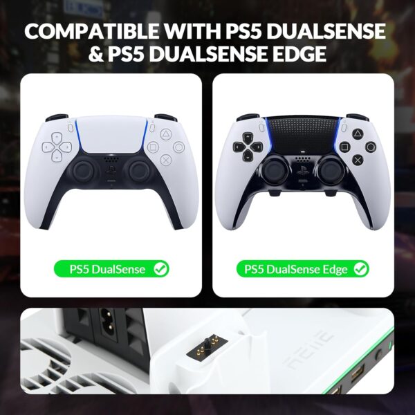 reiie PS5 Slim Cooling Stand with Dual Controller Charging Station, Multi-functional PS5 Slim Stand with RGB Light&Headphone Hook&2-Level Silent Fan for PS 5 Slim Digital/Disc - Image 7