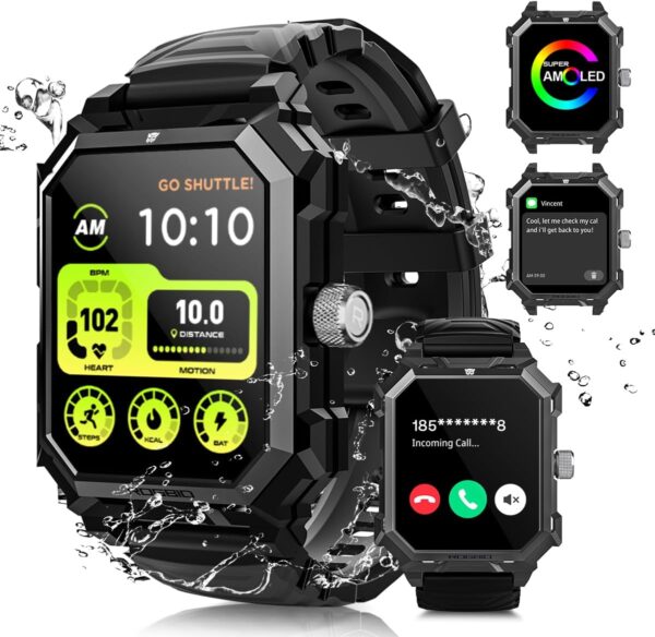 Njord Gear Military Smart Watch for Men ( Make/Answer Call ) 100 Days Battery Life IP68 Waterproof Fitness Tracker Watch with Heart Rate Blood Pressure Sleep Monitor Smartwatch for Android iOS Phones - Image 2