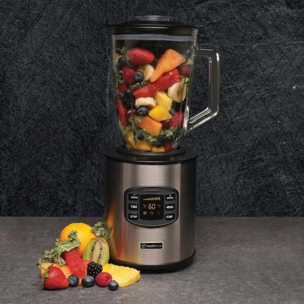 HealthKick 800w Digital LCD Ice Crushing Smoothie Blender - 1.5L Glass Jug - 12 speeds, 5x Presets, 3x Functions: Pulse/Ice Crush/Smoothie - Variable Speed Control - K3252 - Stainless Steel - Image 5