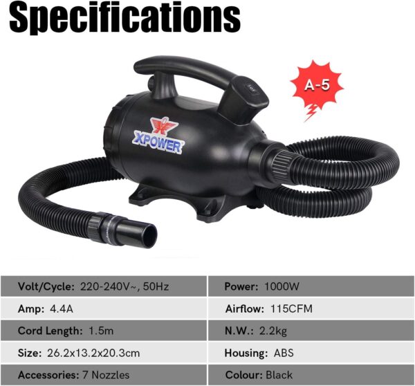 XPower Electric Air Duster for Dusting Drying Inflating Blowing Vacuuming Car Detailing Computer Leaf Blowing High Performance Motor Eco-Friendly (A-5) - Image 8