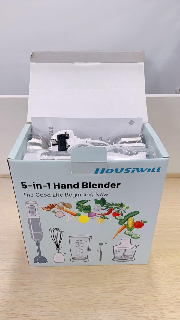 Hand Blender, 5-in-1 Stainless Steel Electric Stick Blender 1000W, 12 Speeds Adjustable, Baby Food Blender with Egg Whisk, Frother, 500ml Chopper, 600ml Measuring Cup, BPA Free Food Processor - Image 15