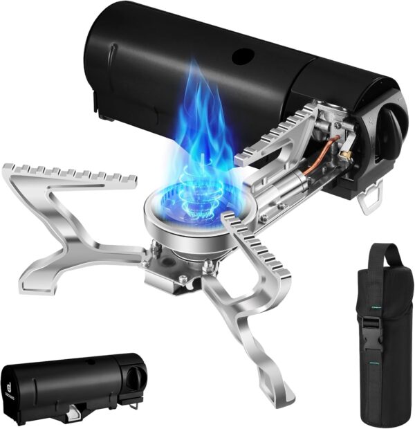 Odoland Foldable Camping Stove, 1400W Portable Butane Stove with Storage Bag, Great for Camping, Road Trip and Emergency Black - Image 2