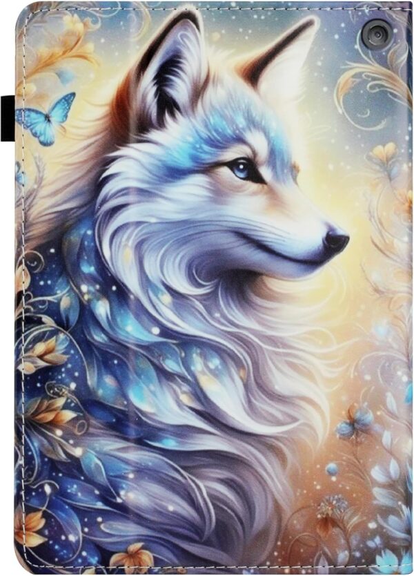 LMFULM® Case for Amazon Fire HD 8/8 Plus 12th Gen 2022 (8.0 Inch) PU Leather Protective Case Wallet with Sleep/Wake Stand Shell Flip Cover Holster White Wolf Pattern - Image 4