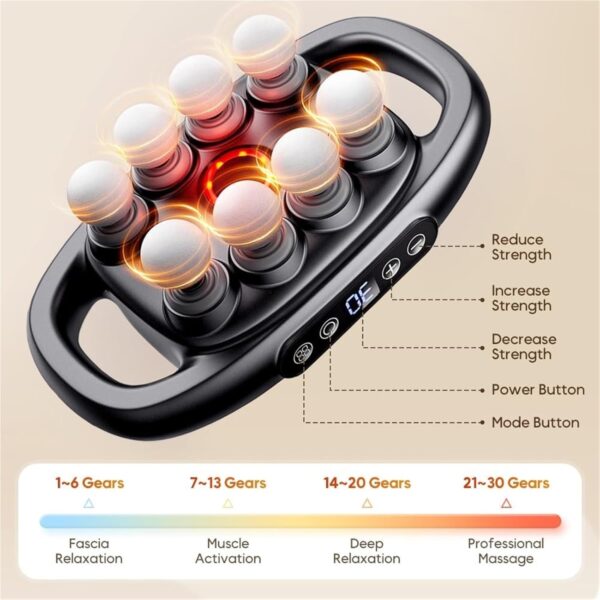 16-Drive 8- Massage Gun Set, 8 Head Gun Deep Tissue, 30 Speed Levels, Quiet Muscle Massage Gun for Back, Shoulders, Legs, Foot, Body Muscle Pain Relief(16 Head) - Image 8