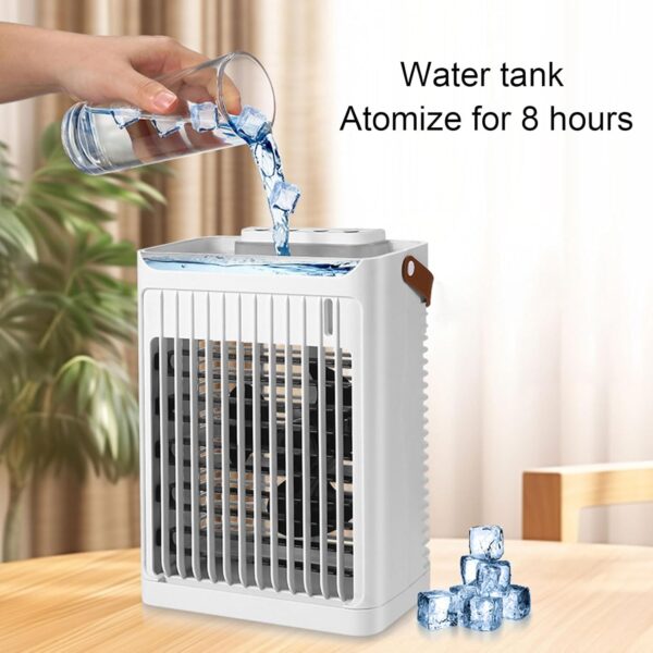 Portable Air Conditioner, 4 in 1 Mini Air Cooler with 2 Cooling Mist Modes, 680ml Water Tank Operate for 8-10H, 7 Color Night Light, 5 Speeds, Adjustable 75° Ventilation - Image 5