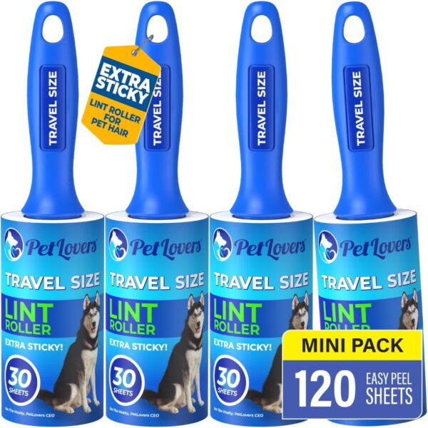 PetLovers Mini Lint Rollers for Travel 4 Pack - Small Sized Lint Removers for Easy Portability, Great for Pet Hair and Debri Pickup - Image 2