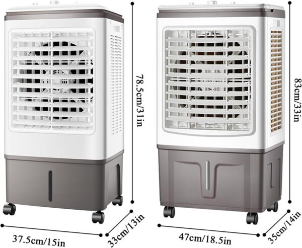 MZQMK Swamp Cooler,Portable Evaporative Air Cooler,Cooling Fan For Room Garage Patio,3 Speeds,2 Ice Boxes,for Shop,Factory,Garage,Workshops,Commercial,Basement,Patio(B) - Image 3