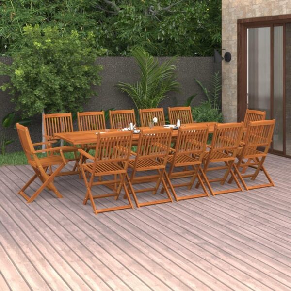 NQJIBUE Item-13 Piece Garden Dining Set 280x90x75 cm Solid Wood Acacia,Outdoor Outdoor Furniture Sets - Image 2