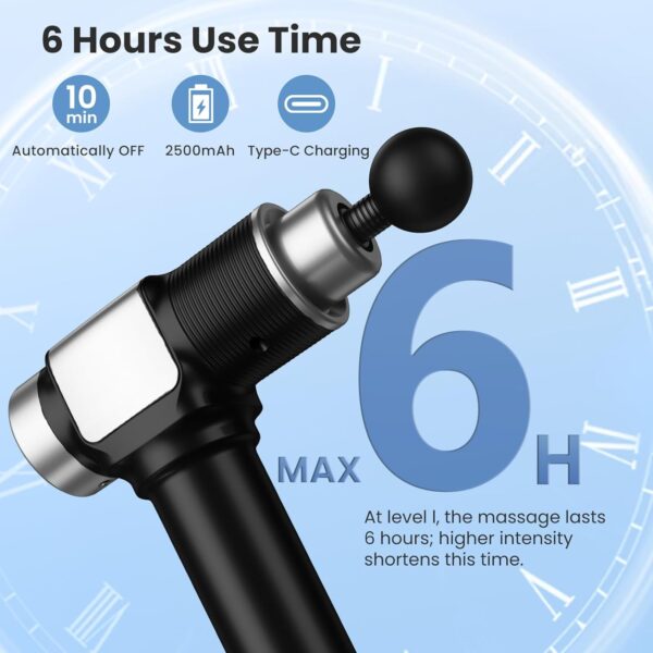 JQX Massage Gun, Deep Tissue Massage Gun for Pain Relief with 30 Speed Levels and 9 Attachments, Ultra Quiet Massager Gun, Lightweight and Portable - Black - Image 5