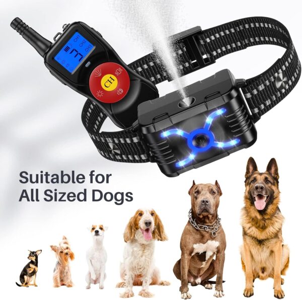 Anti Barking Dog Collars, Bark Collar with Remote, Dog Training Collar with Spray/Vibration/Sound/Light/Multi Dog Training System, Anti Bark Control Range Up to 2700ft, Stop Dog Barking - Image 7