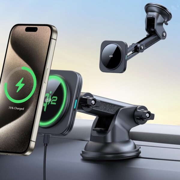 ESR for Qi2 15W MagSafe Car Mount Charger, Dashboard/Windshield Qi2-Certified Magnetic Phone Holder Car Wireless Charger for iPhone 16 Pro Max Plus 15 14 13 12 Mini, S25, Fast Charge MagSafe Accessory - Image 2