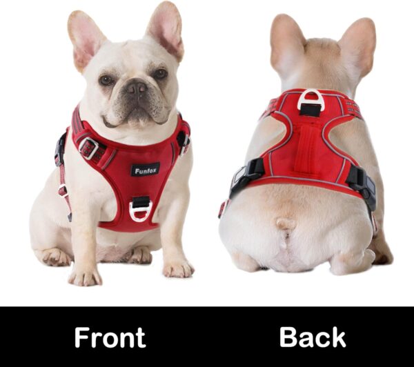 Funfox Dog Harness Large No Pull, Adjustable 2 Clips Anti-Pull Vest with Practical Handle, Breathable Padded Pet Harness Designed for Small/Large Breeds, Reflective Training Walking Red L - Image 10