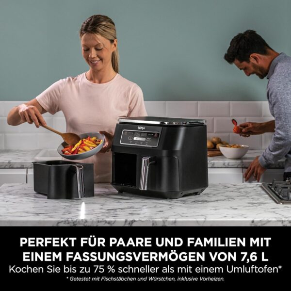 Ninja Foodi Dual Zone Digital Air Fryer, 2 Drawers, 7.6 L, 4-in-1, Used No Oil, Airfry, Max Crisp, Roasting, Warming, Non-stick, Dishwasher Safe Baskets and Crisp Plates, Black AF200EU - Image 5