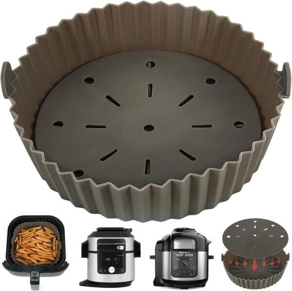 BYKITCHEN Air Fryer Silicone Liner for Ninja Foodi MAX 15 in 1 Multi-Cooker OL750UK/ 9 in 1 OP500UK, 9 Inch Large Round Air Fryer Liners, Compatible with COSORI 5.5L/6.4L, TOWER, Instant XXL Air Fryer - Image 2