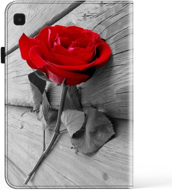 LMFULM® Case for Samsung Galaxy Tab A9 SM-X110 / X115 (8.7 Inch) PU Leather Protective Shell Wallet with Stand Case Flip Cover Holster Book Design A Rose Pattern - Image 3