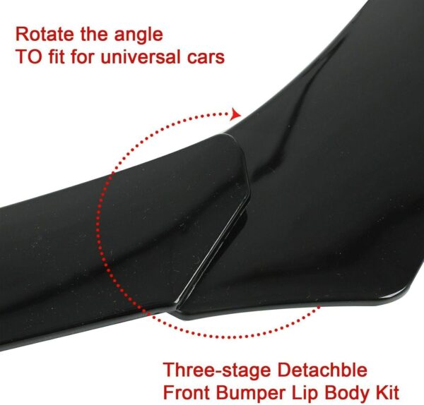 GSRECY Universal Front Bumper Lip Splitter Protection Splitter Spoiler, Gloss Black - Image 5