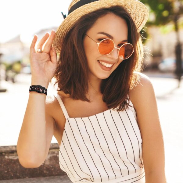 Mastten 20mm Flowers Engraved Strap Compatible with Samsung Galaxy Watch 7 6 5 4 Strap 40mm 44mm, Galaxy Watch FE / 6 4 Classic / 5 Pro/Watch 3 41mm / Active 2, Soft Silicone Sport Band for Women - Image 7