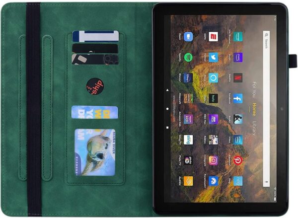 LMFULM® Case for Amazon Fire HD 8 / HD 8 Plus 2020 10th Gen (8.0 Inch) PU Leather Protective Shell Wallet Case with Sleep/Wake Stand Case Flip Cover Holster Zipper Design Green - Image 6