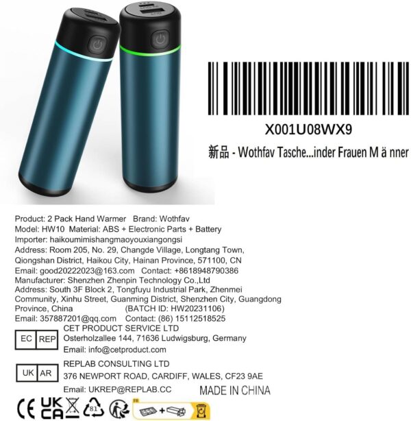 Wothfav Hand Warmers Rechargeable, 10000mAh Electric Hand Warmers Reusable, USB Pocket Warmers Portable Power Bank, Adjustable Heat, Men Women Gifts for Chrismas, Outdoor Camping - Image 8