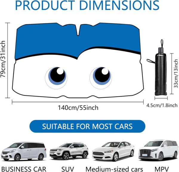 SUPERFA 140cm x 79cm Car Windscreen Umbrella Sun Shade, Large Foldable Windscreen Umbrella for Cars Trucks SUVs - Image 3