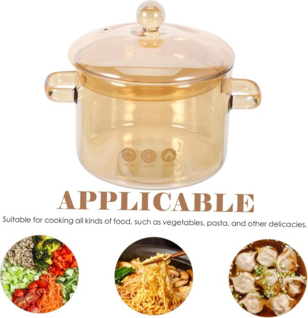 Didiseaon Glass Double-Eared Soup Pot Stovetop Simmering Pot Lid Safe Easy to Use for Electric Stove Induction Cooker - Image 5