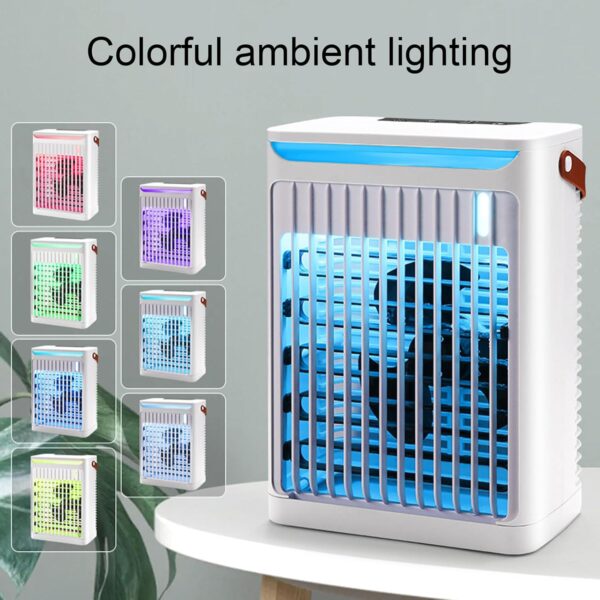 Portable Air Conditioner, 4 in 1 Mini Air Cooler with 2 Cooling Mist Modes, 680ml Water Tank Operate for 8-10H, 7 Color Night Light, 5 Speeds, Adjustable 75° Ventilation - Image 4