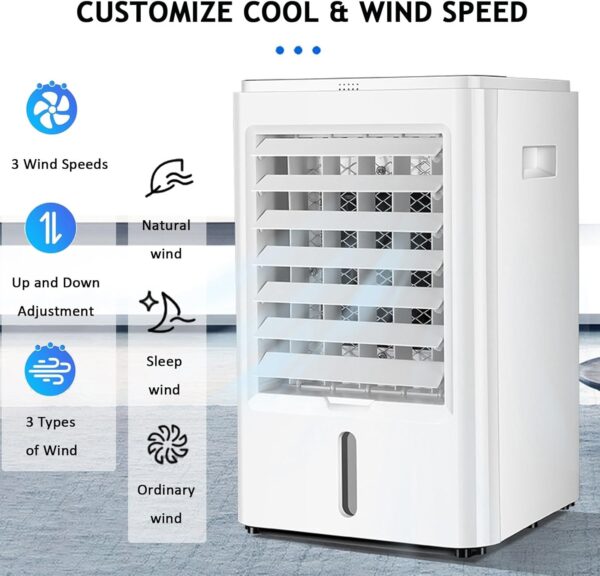 Cplsntaeam Air Cooler, 4L Portable Air Conditioner with 3 Wind Speeds and Timing Function, Evaporative Air Coolers Quiet Desktop Air Cooler Fan for Home Office Dorm Camping,12V - Image 4