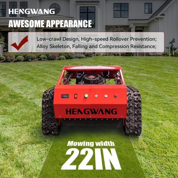 HENGWANG Remote Control Lawn Mower Electric Start 45° Climbing Adjustable Mowing Height Four-Wheel Drive All Terrain Grass Cutter Yard Mower (HW-224-55) - Image 2
