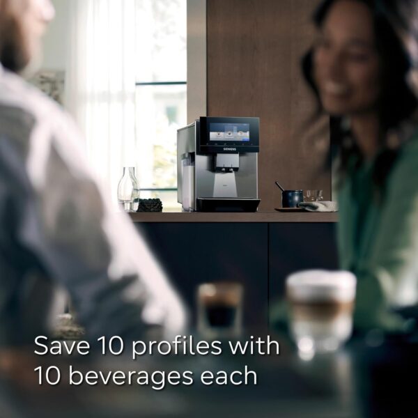 SIEMENS EQ900 Fully Automatic Bean to Cup Coffee Machine, 6.8" Touch Screen Display, Cup Warmer, baristaMode, eGrinder, beanIdent System, 30+ Coffee Beverages with Home Connect, TQ905GB3 - Image 7