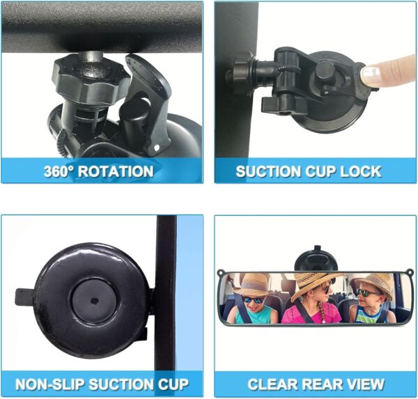 KITBEST Rear View Mirror for Driving Test, Learner Driving Instructor Mirror Car Interior Rearview Mirrors with Suction Cup Universal Car Inside Mirrors for SUV CRV Vans Trucks 250 x 71mm - Image 5